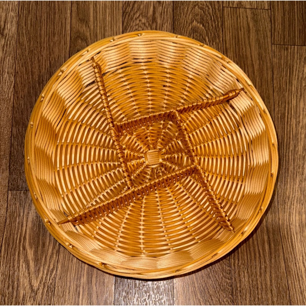 Round Divided Wicker Serving Basket 5‎ Compartment Honey Brown 11 Inch Organizer